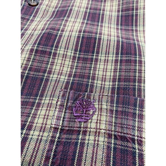 Timberland Men Button Down Shirt Red Plaid Long Sleeve 100% Cotton Size XL - Picture 3 of 6